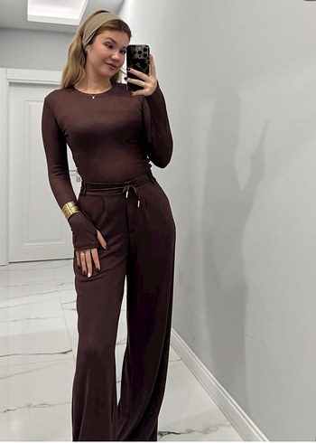 Kadın Kahverengi oys kumaş pantolon - Görsel 2