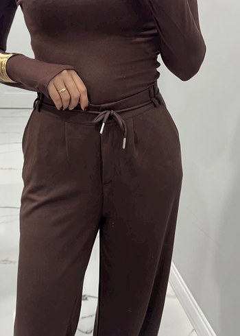 Kadın Kahverengi oys kumaş pantolon - Görsel 3