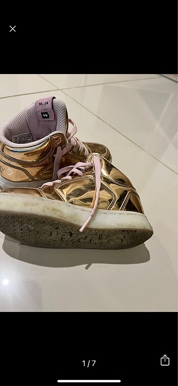 27 Beden altın Renk Skechers ışıklı kız çocuk ayakkabısı (şarjlı) Skechers Energy Li