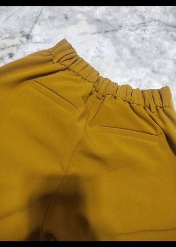 Sarı Midi Kadın Kumaş Pantolon - Görsel 4