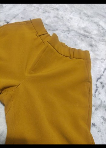 Sarı Midi Kadın Kumaş Pantolon - Görsel 3