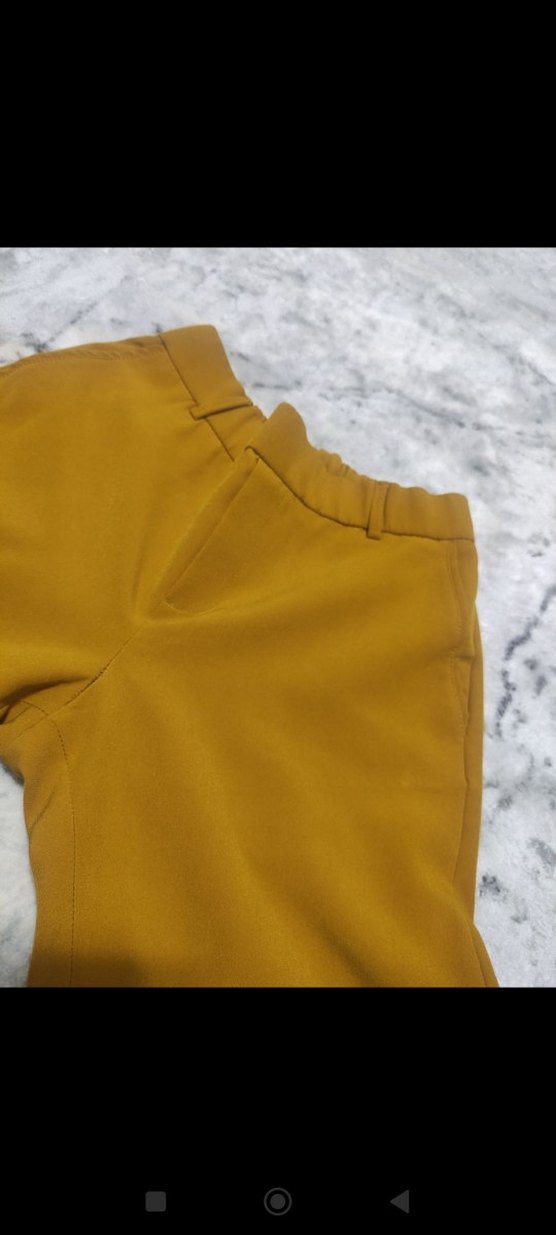 Sarı Midi Kadın Kumaş Pantolon - Görsel 3
