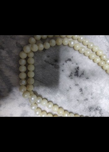 Uzun Beyaz Boncuklu Kadın Kolye - Görsel 2