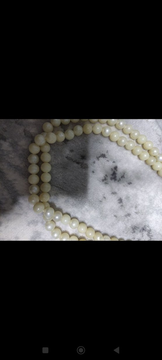 Uzun Beyaz Boncuklu Kadın Kolye - Görsel 2