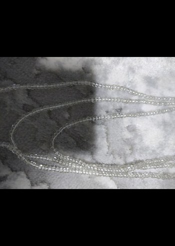 Uzun Beyaz Boncuklu Kadın Kolye - Görsel 2