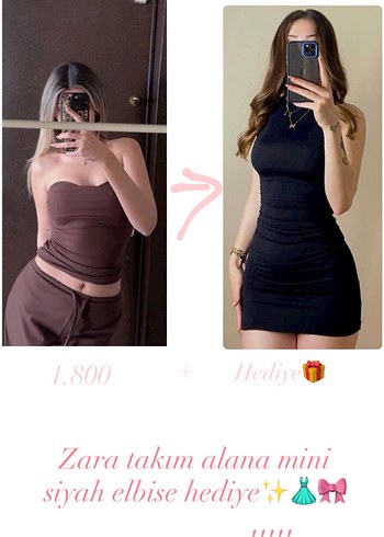 Zara takım+mini siyah elbise