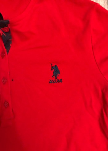 L Kırmızı U.S Polo Kadın Polo Yaka Tişört - Görsel 2