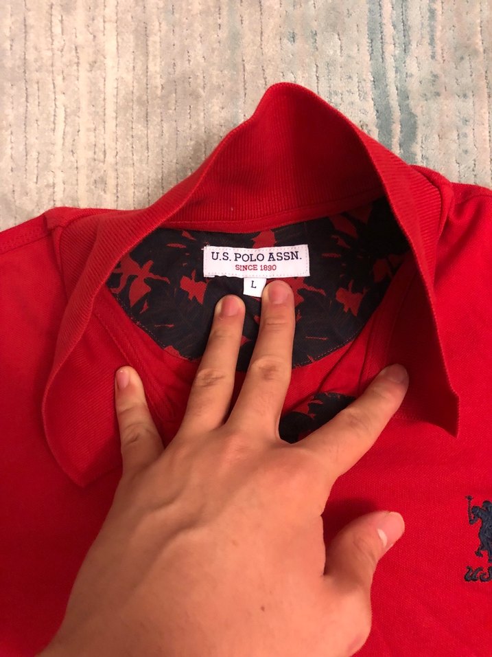 L Kırmızı U.S Polo Kadın Polo Yaka Tişört - Görsel 3
