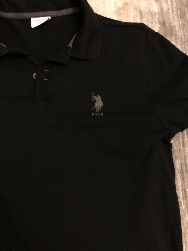 L Siyah U.S Polo Polo Yaka Tişört - Görsel 2