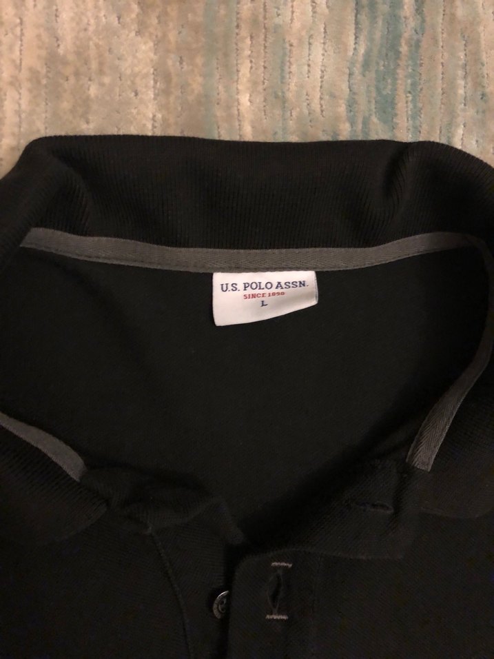 L Siyah U.S Polo Polo Yaka Tişört - Görsel 3