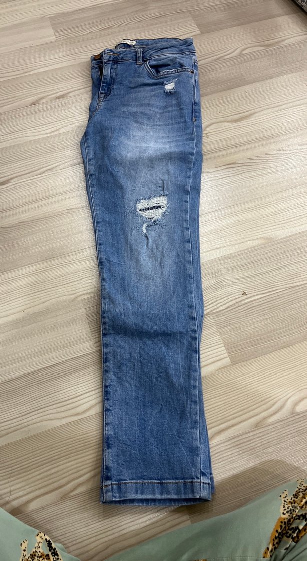 Gri Tonlu Bol Kesim Kadın Kot Pantolon - Görsel 2