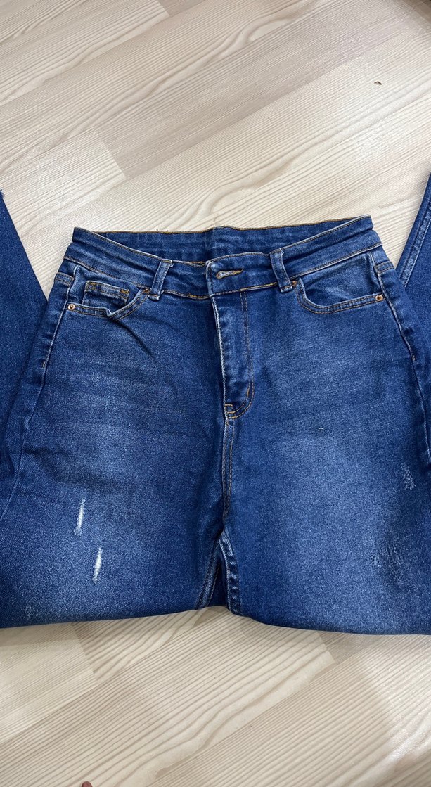 Dikiş Detaylı Lacivert Kadın Kot Pantolon - Görsel 4