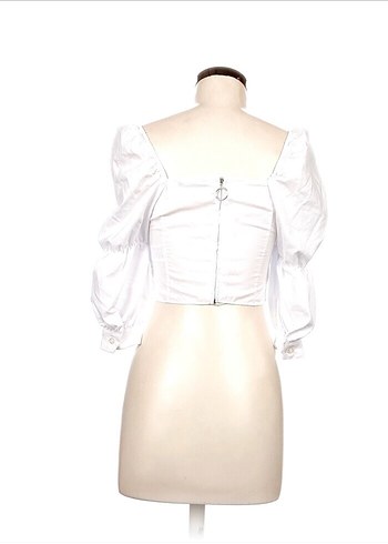 Beyaz Straplez Kısa Kollu Kadın Bluz - Görsel 3