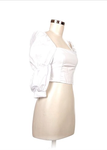 Beyaz Straplez Kısa Kollu Kadın Bluz - Görsel 2