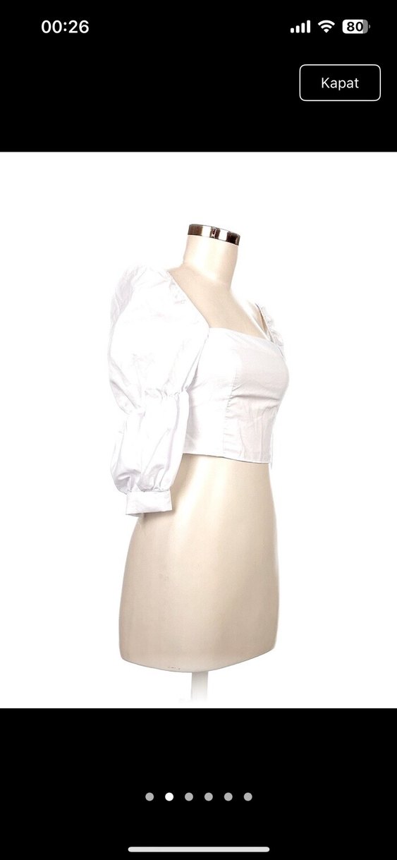 Beyaz Straplez Kısa Kollu Kadın Bluz - Görsel 2