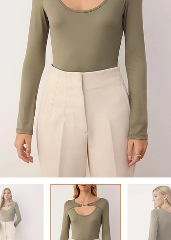 V Yaka Kemerli Kadın Bluz - Görsel 2