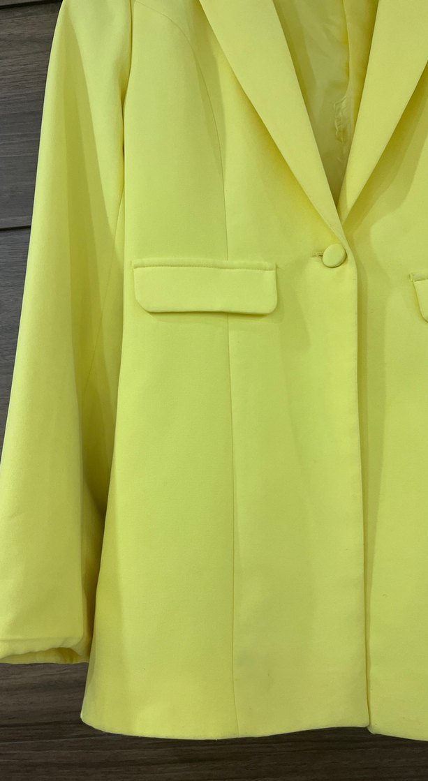 Sarı Düğmeli Kadın Blazer Ceket - Görsel 2