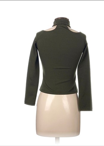 Yüksek Yakalı Kadın Haki Bluz - Görsel 3