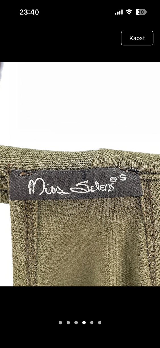 Yüksek Yakalı Kadın Haki Bluz - Görsel 4