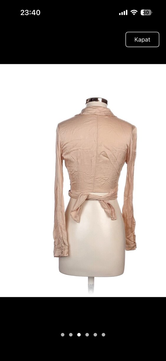 Bej Drapeli V Yaka Kadın Bluz - Görsel 3