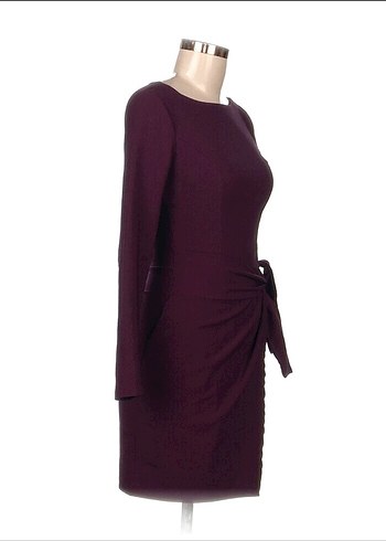 Bordo Uzun Kollu Midi Elbise - Görsel 2