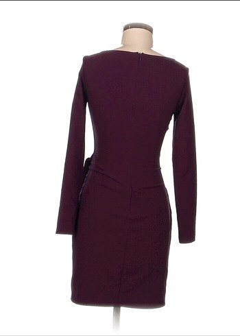 Bordo Uzun Kollu Midi Elbise - Görsel 3