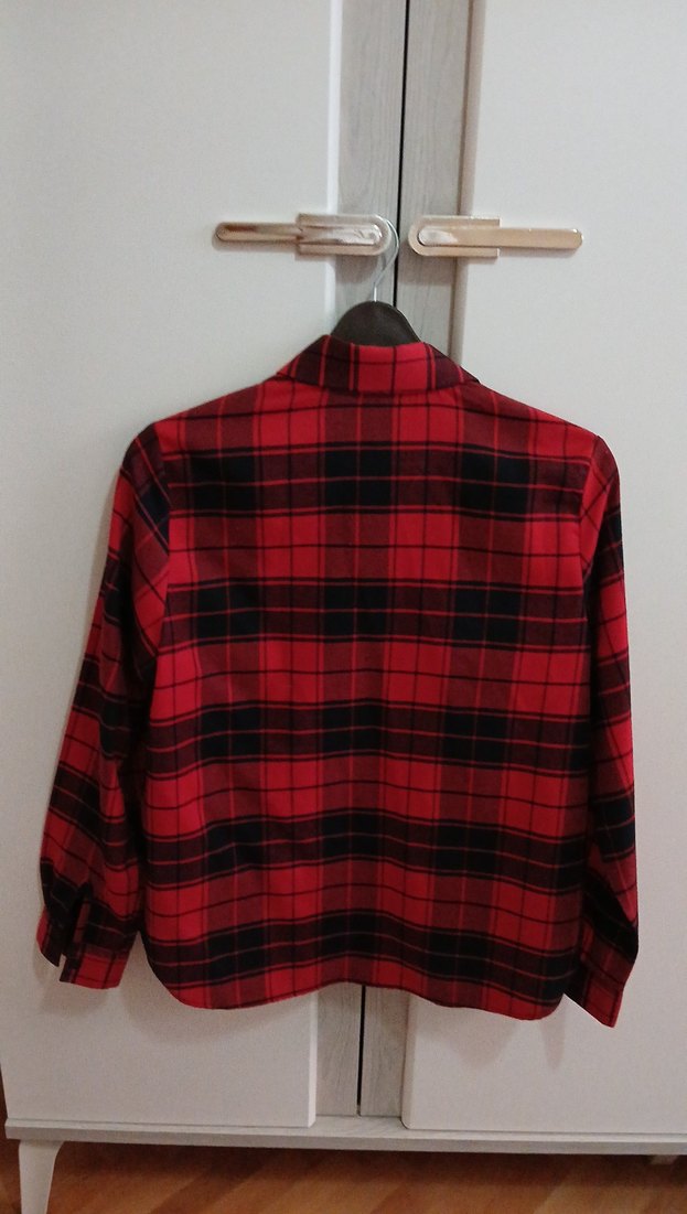 Kırmızı Kareli Kadın Gömlek - Görsel 2