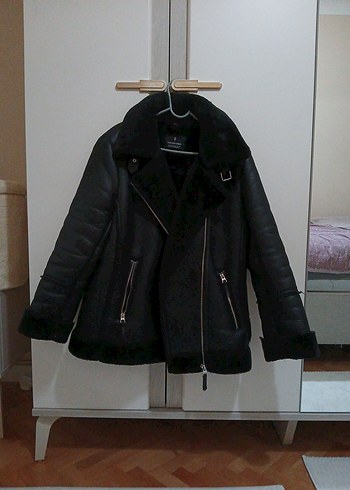 Siyah Kürklü Deri Kadın Ceket - Görsel 2