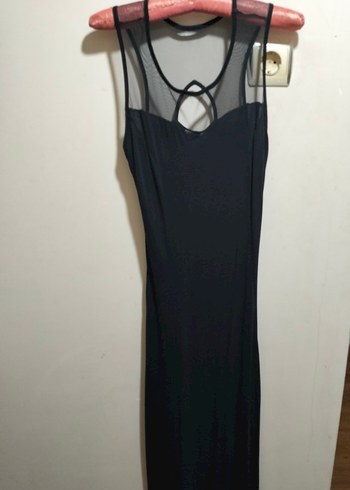 Siyah Uzun V Yaka Gotik Abiye Elbise