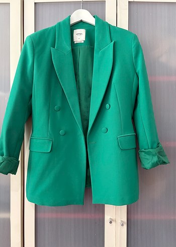 Koton Canli Zumrut Yesili Cift Sirali Blazer Ceket