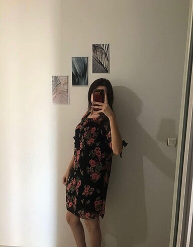 s Beden çeşitli Renk Çiçekli elbise