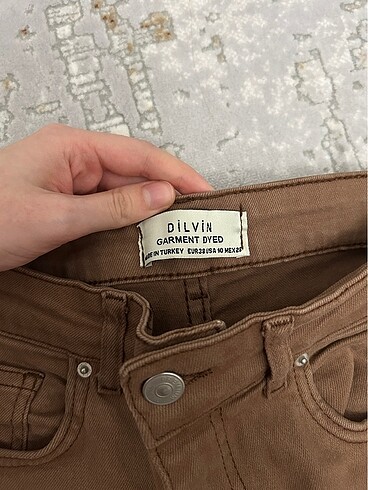 38 Beden kahverengi Renk Dilvin Paçası Kesik Parçaboya Flare Pant