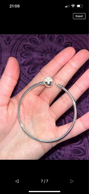 Pandora bangle bileklik gümüş kaplama 16-17 cm