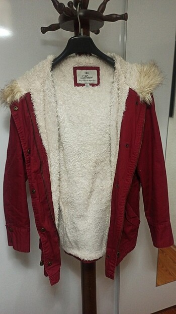 Bordo içi peluşlu parka mont