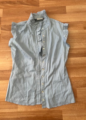 Gri Kolsuz Denim Gömlek