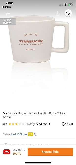 Starbucks Beyaz Bardak