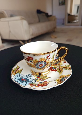 Mor Renkli Çiçek Desenli Altılı Kahve Fincanı Seti - Görsel 12