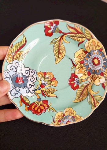 Mor Renkli Çiçek Desenli Altılı Kahve Fincanı Seti - Görsel 5