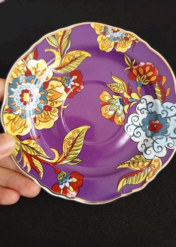 Mor Renkli Çiçek Desenli Altılı Kahve Fincanı Seti - Görsel 3