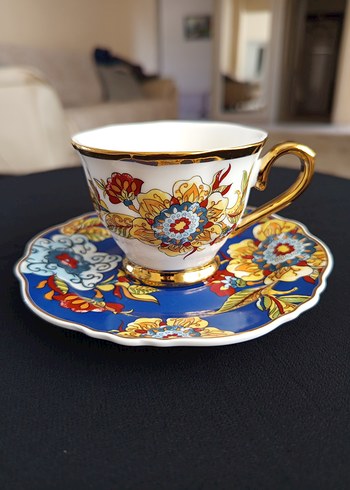 Mor Renkli Çiçek Desenli Altılı Kahve Fincanı Seti - Görsel 8