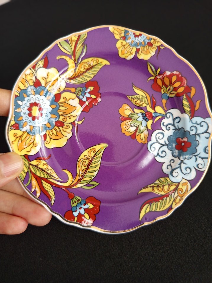 Mor Renkli Çiçek Desenli Altılı Kahve Fincanı Seti - Görsel 3