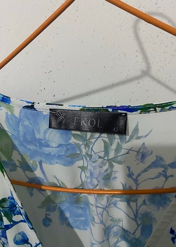 Mavi Çiçek Desenli Uzun Bohem Kadın Elbise - Görsel 4