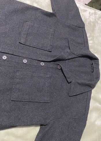 Düğmeli Gri Kadın gömlek - Görsel 5