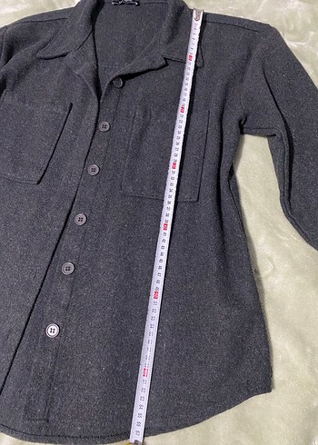 Düğmeli Gri Kadın gömlek - Görsel 7