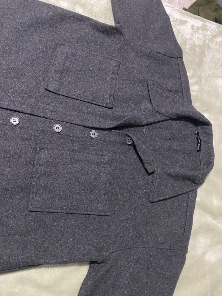 Düğmeli Gri Kadın gömlek - Görsel 5