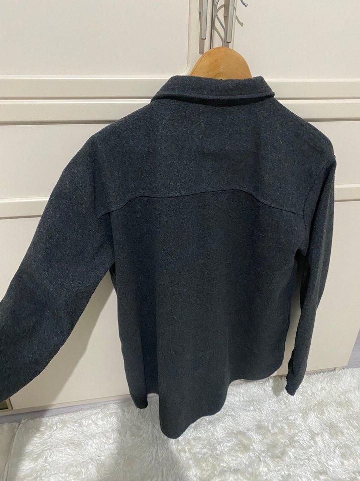 Düğmeli Gri Kadın gömlek - Görsel 3