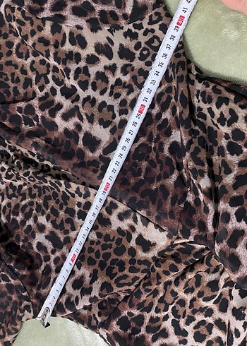 Leopar Desenli Uzun Kollu Drapeli Kadın Elbise - Görsel 5