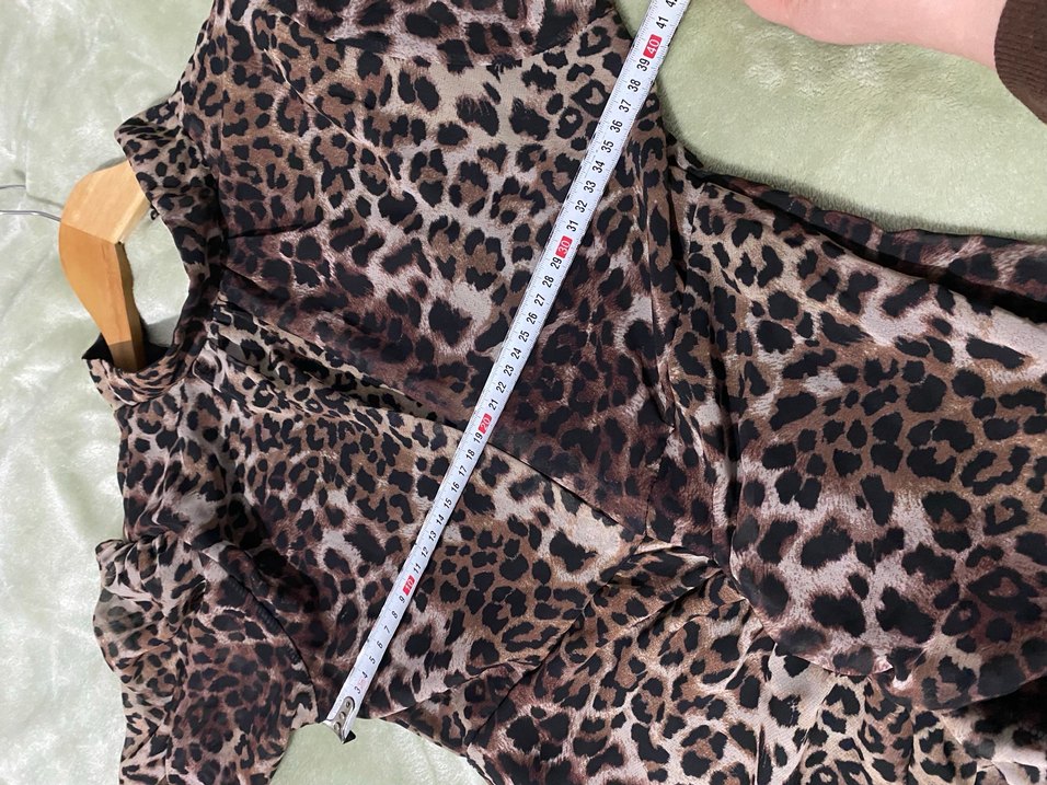 Leopar Desenli Uzun Kollu Drapeli Kadın Elbise - Görsel 5