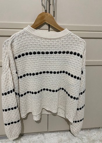 Çizgili Örgü Kadın Kazak - Görsel 2