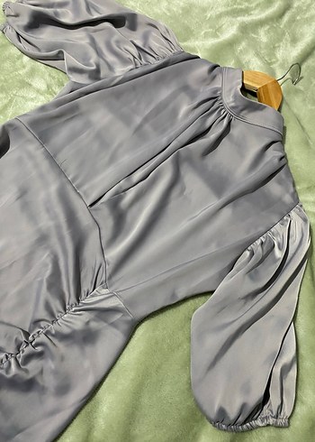 Gri Drapeli Uzun Kadın Elbise - Görsel 4